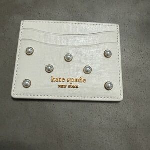 Kate Spade Ivory Card Holder with Pearl Accents